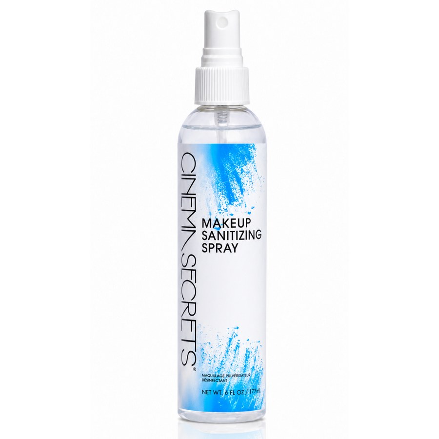 Cinema Secrets Makeup Sanitizing Spray 177 ml in professionele sprayflacon voor het desinfecteren van make-up, penselen en applicators, verkrijgbaar bij SchminkenGrime.nl