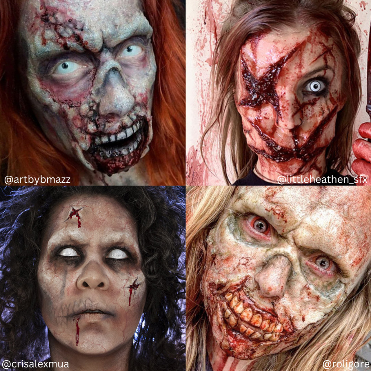 Bekijk wat je met Mehron SynWax kunt maken – SchminkenGrime.nl SFX make-up voorbeelden met Mehron SynWax – zombies en horrorwonden – SchminkenGrime.nl