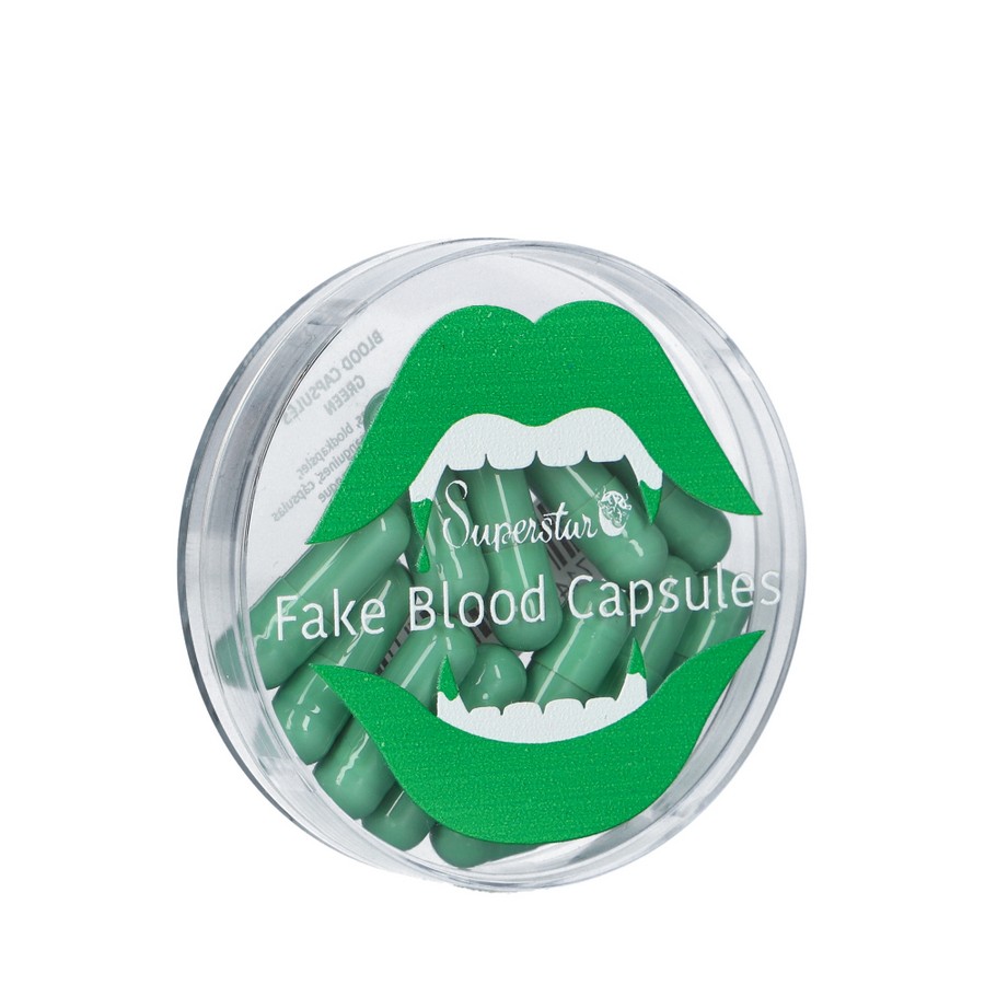 Potje Superstar Groene Bloedcapsules met 12 stuks, verkrijgbaar bij SchminkenGrime.nl