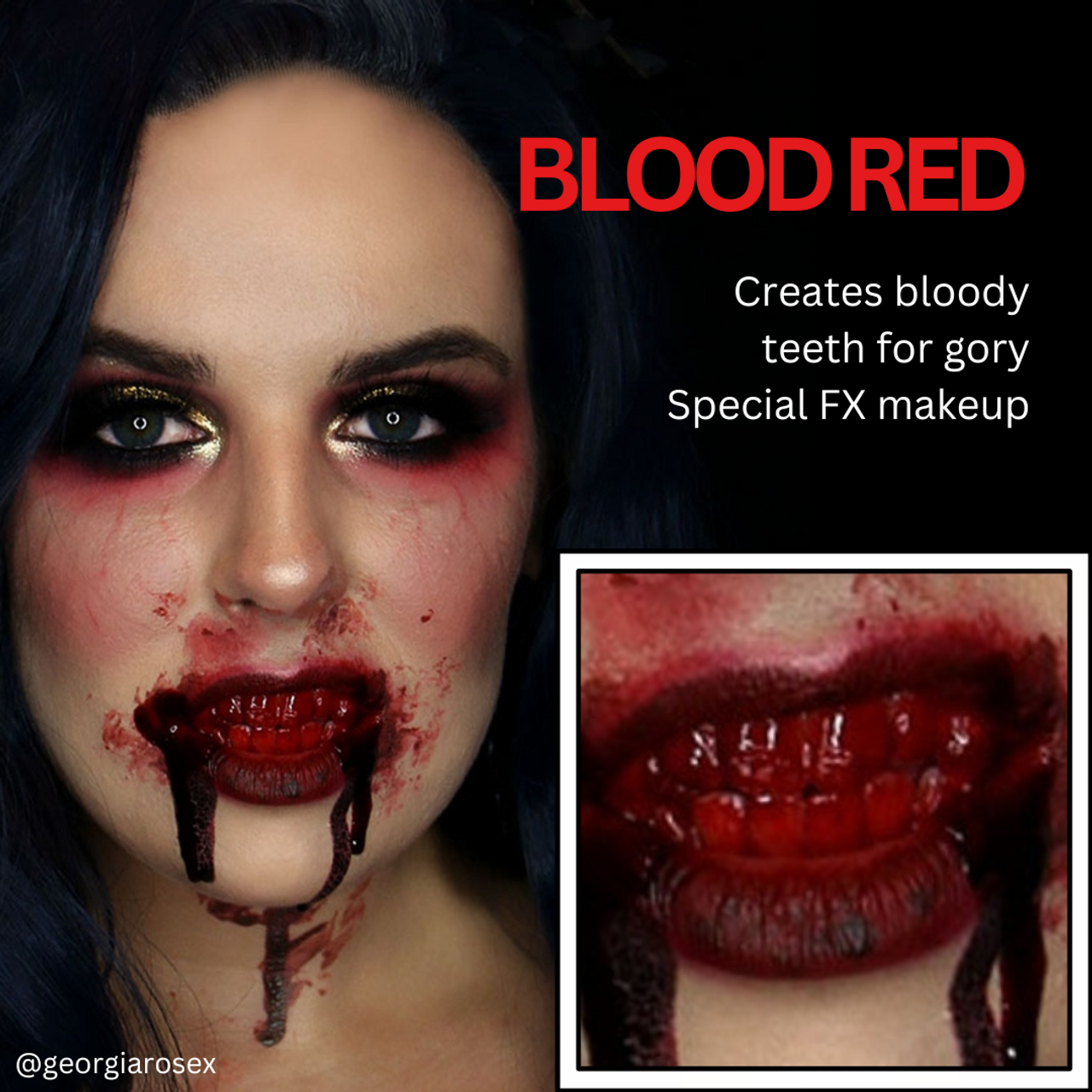 Bloederige FX tanden maken met Tooth FX Blood Red van SchminkenGrime.nl Bloederige tanden met Mehron Tooth FX Blood Red – te koop bij SchminkenGrime.nl
