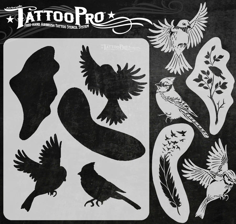 Wiser's Airbrush TattooPro Stencil – Birds of a Feather Wiser's Airbrush TattooPro Stencil – Birds of a Feather