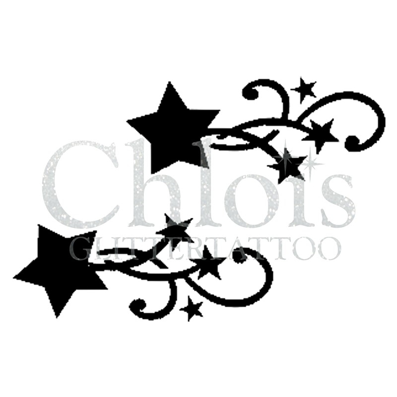 Chlois Glittertattoo Sjabloon Stary Duo Stencil 5 Stuks, set van 5 mini sjablonen met sterrenontwerpen voor glittertattoo, verkrijgbaar bij SchminkenGrime.nl.