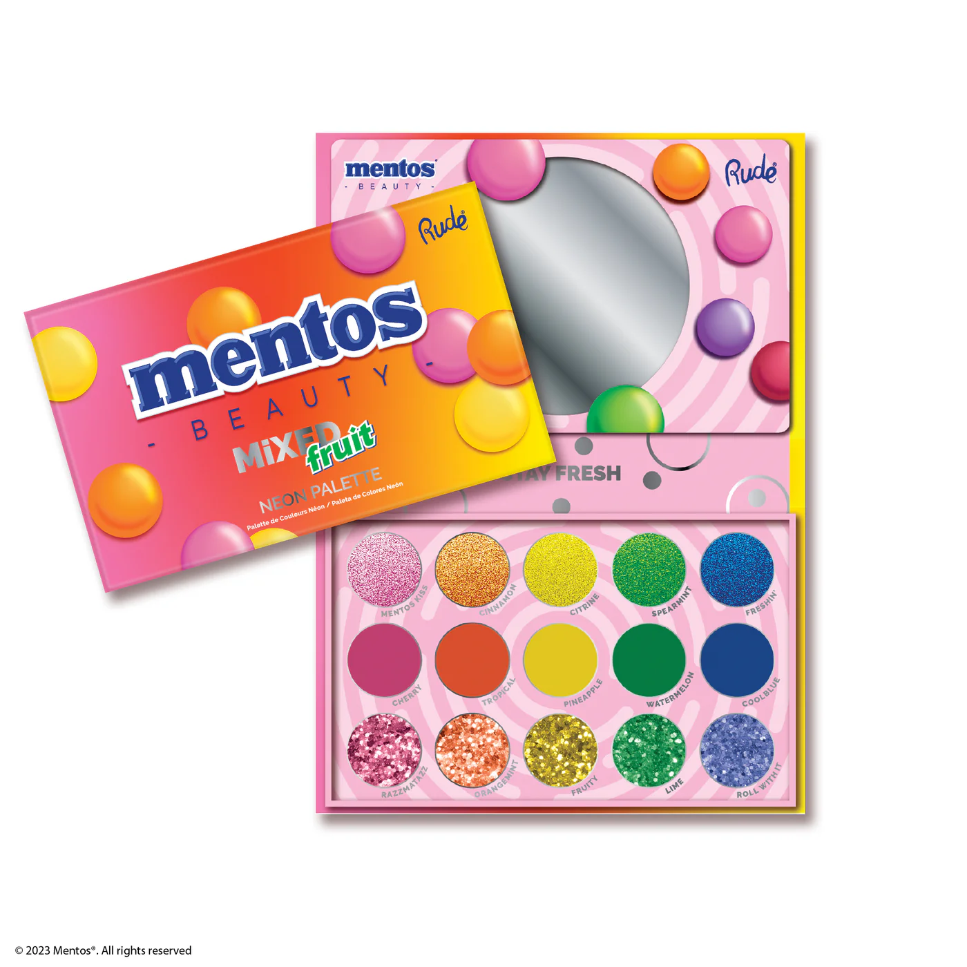 Rude Cosmetics Mentos Mixed Fruit Neon Palette (15 Kleuren)