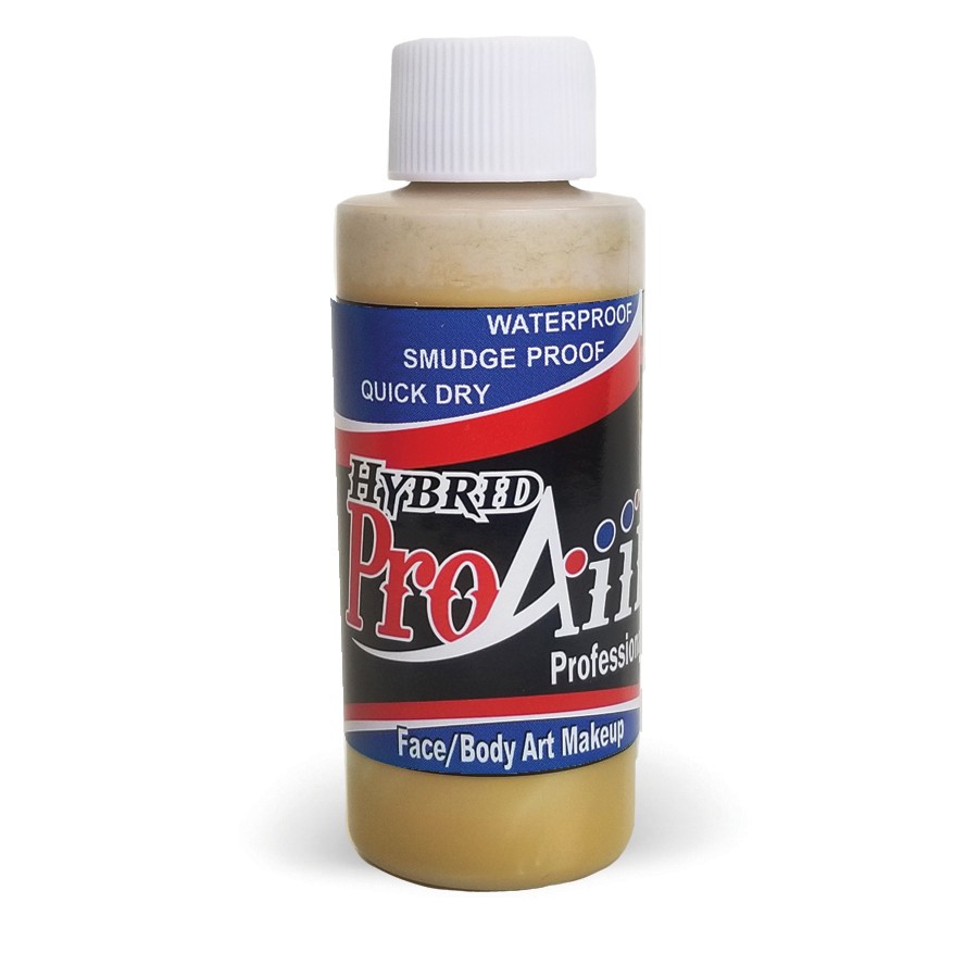 ProAiir Hybrid Dijon 60ml fles met mosterdgele airbrush schmink op alcoholbasis, intens dekkend en watervast, verkrijgbaar bij SchminkenGrime.nl