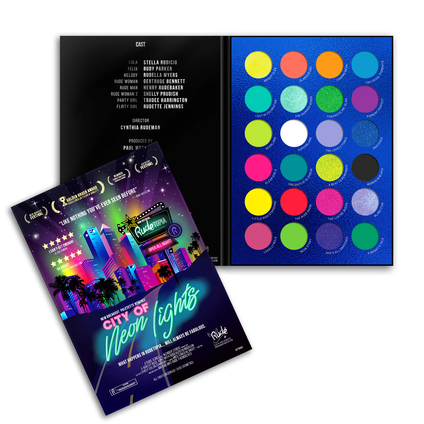 Rude Cosmetics City of Neon Lights Oogschaduw Palet (24 Kleuren)