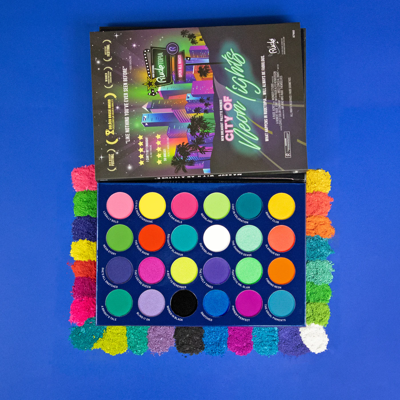 Rude Cosmetics City of Neon Lights Oogschaduw Palet (24 Kleuren)