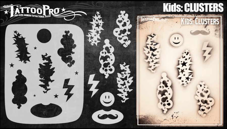 Wiser's Airbrush TattooPro Stencil – KIDS Clusters Wiser's Airbrush TattooPro Stencil – KIDS Clusters
