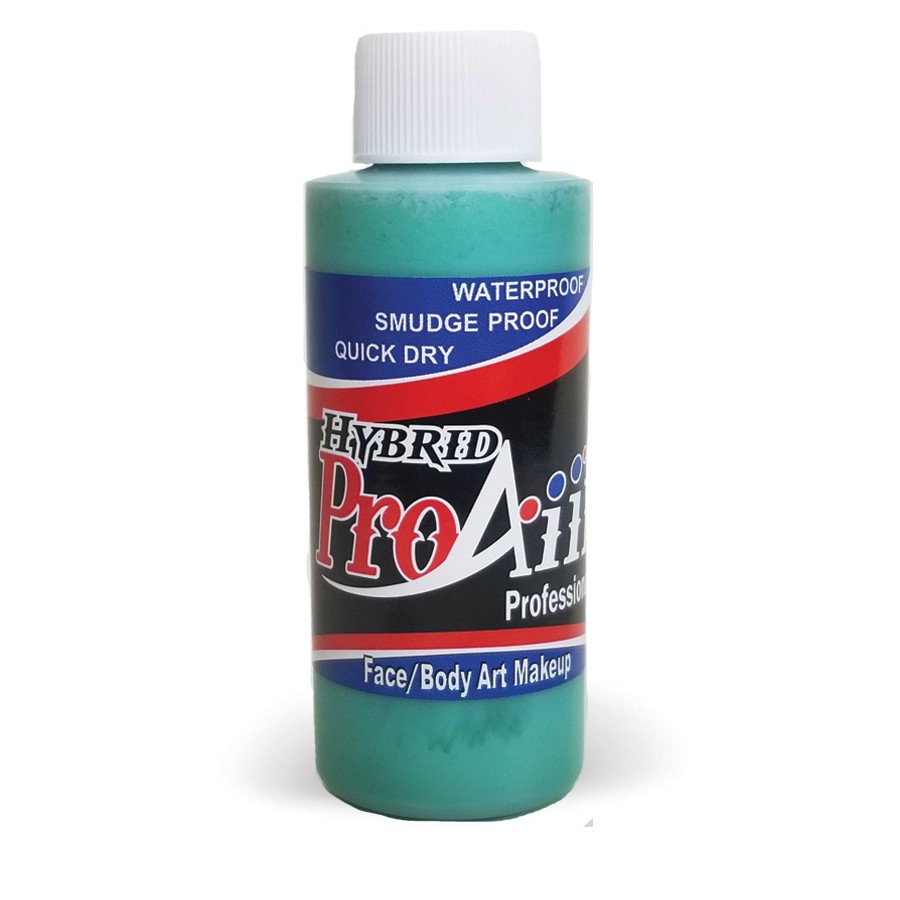 ProAiir Hybrid Teal 60ml fles met turquoise airbrush schmink, watervast, levendig en geschikt voor creatieve designs, verkrijgbaar bij SchminkenGrime.nl