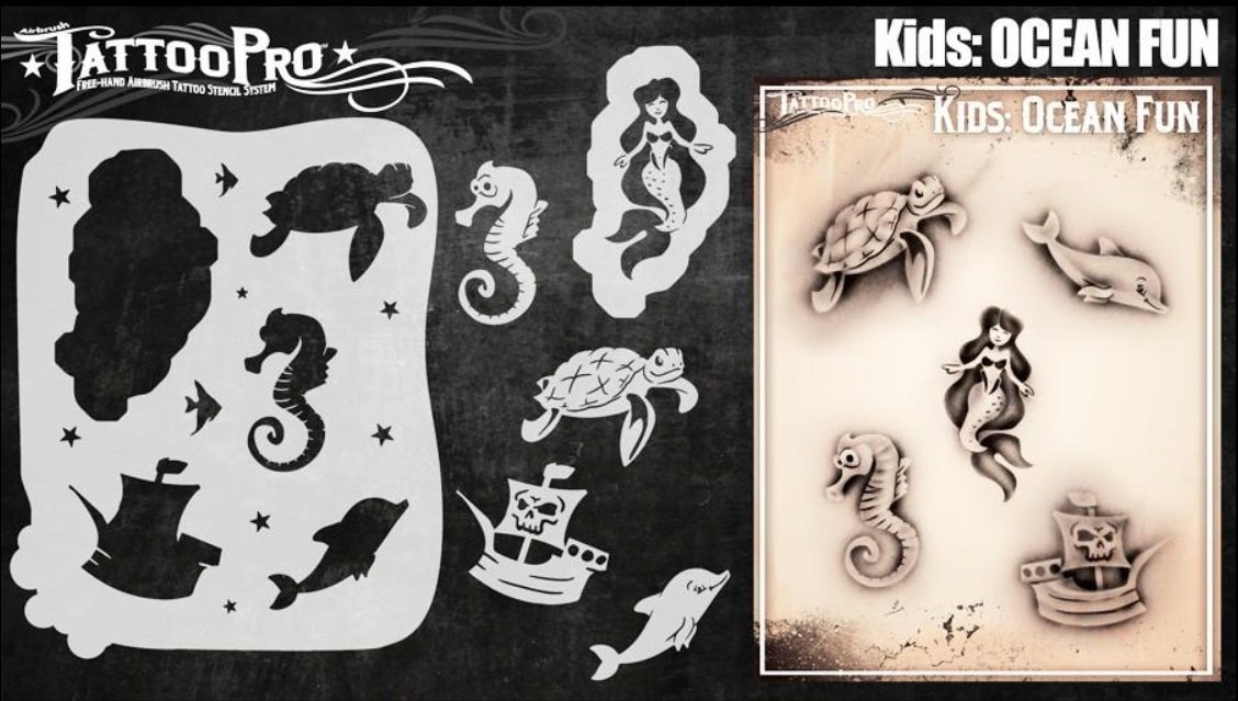 Wiser's Airbrush TattooPro Stencil – KIDS Ocean Fun