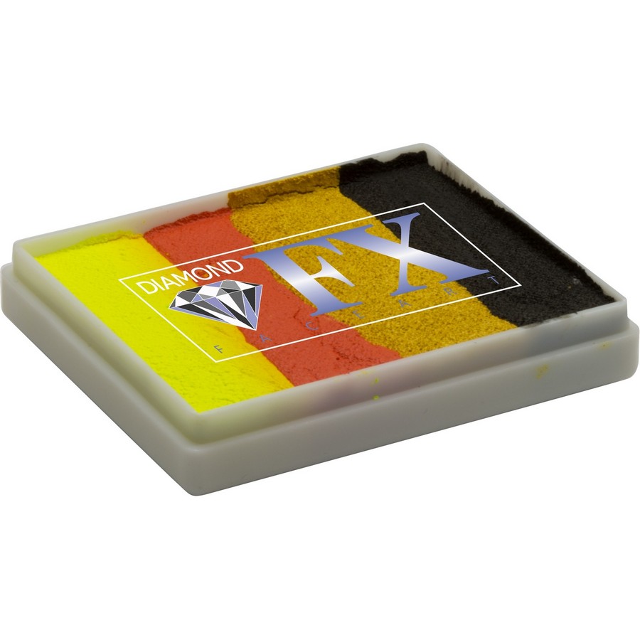 Diamond FX Splitcake Tacolicious (50gr), verkrijgbaar bij SchminkenGrime.nl Diamond FX Splitcake Tacolicious van 50 gram met levendige kleurenmix voor opvallende schminkontwerpen, verkrijgbaar bij SchminkenGrime.nl