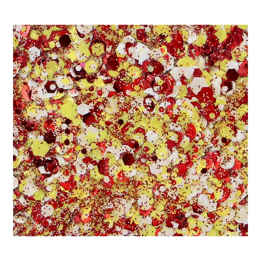 Superstar Chunky Glitter Cream Zotte Mix aangebracht voor feestlooks, verkrijgbaar bij SchminkenGrime.nl