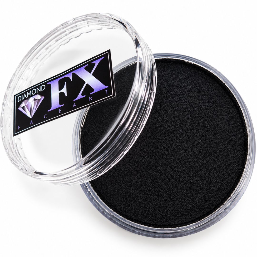 Diamond FX Essential Black 90 g waterschmink, open bakje met deksel en logo