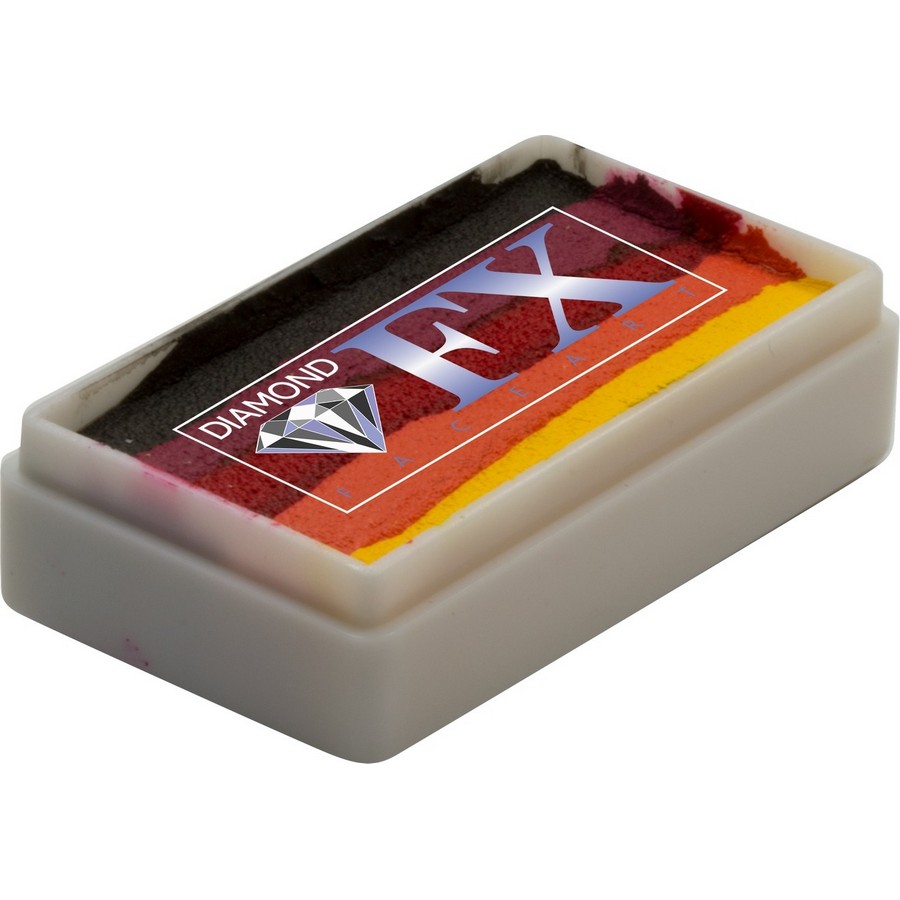 Splitcake schmink Halloween van Diamond FX met donkere tinten voor griezelige effecten, verkrijgbaar bij SchminkenGrime.nl