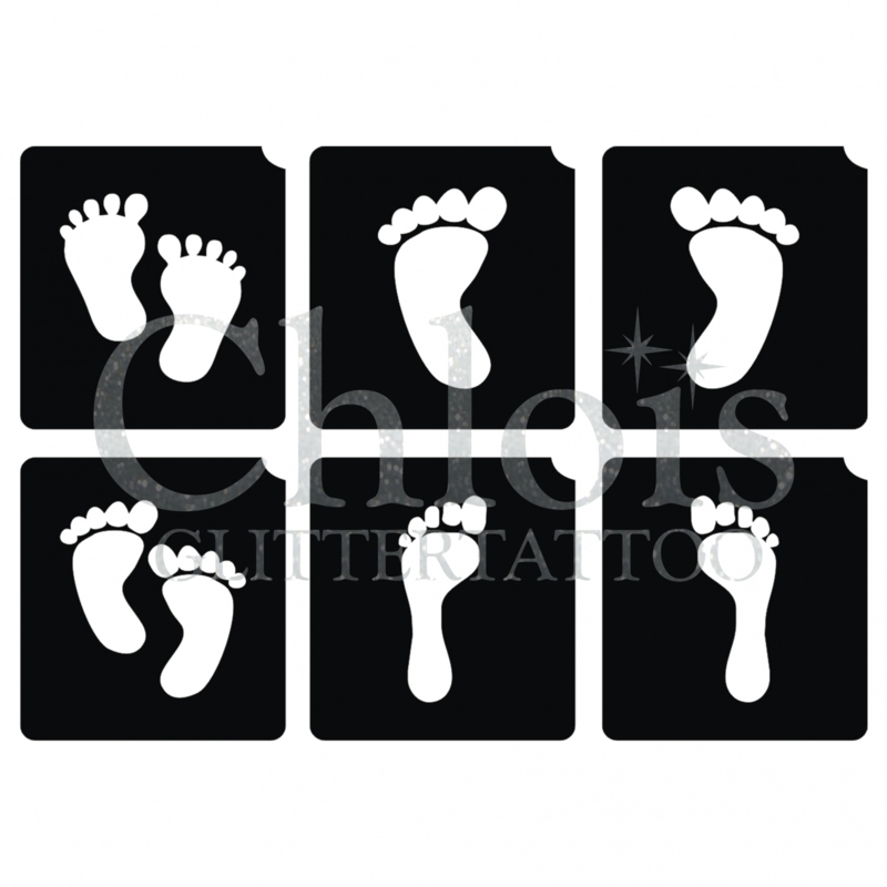 Chloïs Glittertattoo Sjabloon Feet (6 mini stencils)