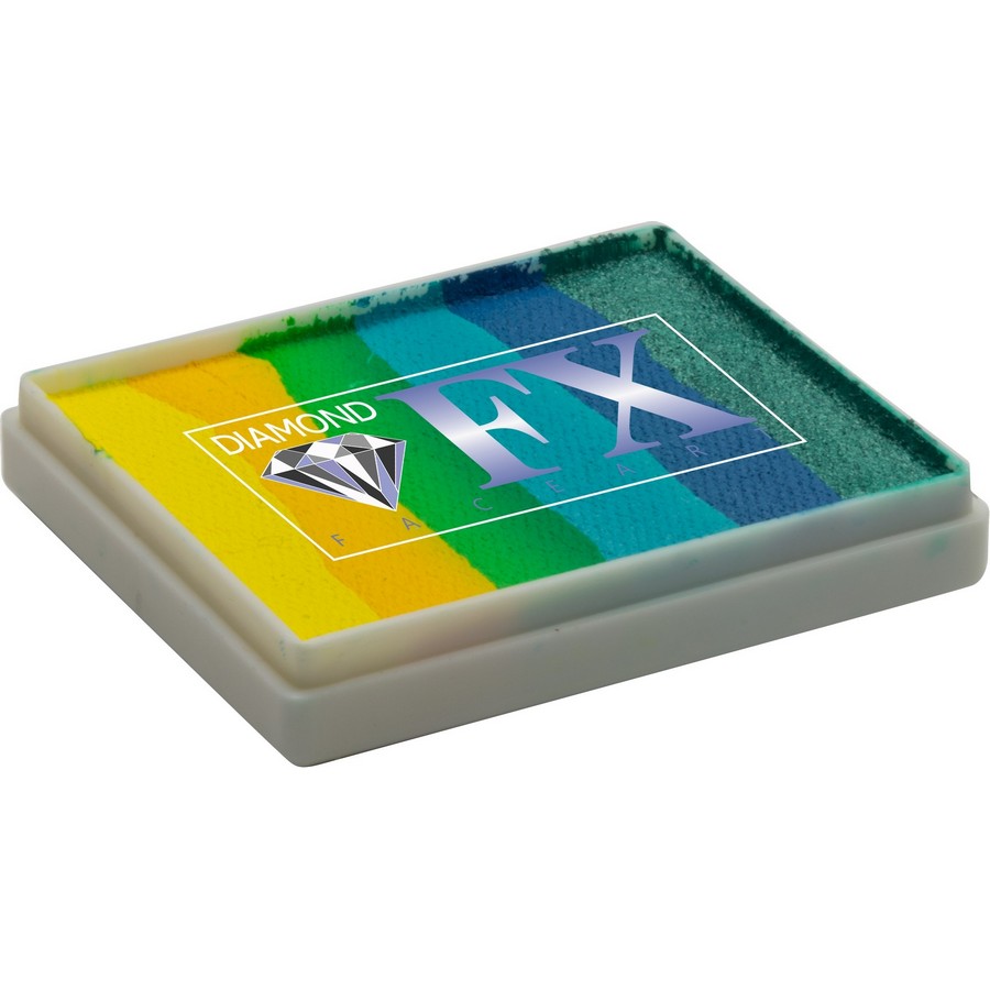 Diamond FX Splitcake Smiling Parrot van 50 gram met bonte tropische tinten voor vrolijke creaties, verkrijgbaar bij SchminkenGrime.nl