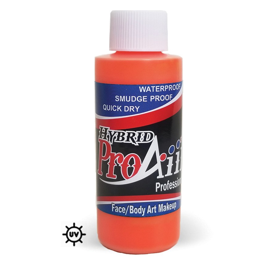 ProAiir Hybrid Isotope 60ml fles, levendige oranje airbrush schmink op alcoholbasis, langdurig en watervast, verkrijgbaar bij SchminkenGrime.nl