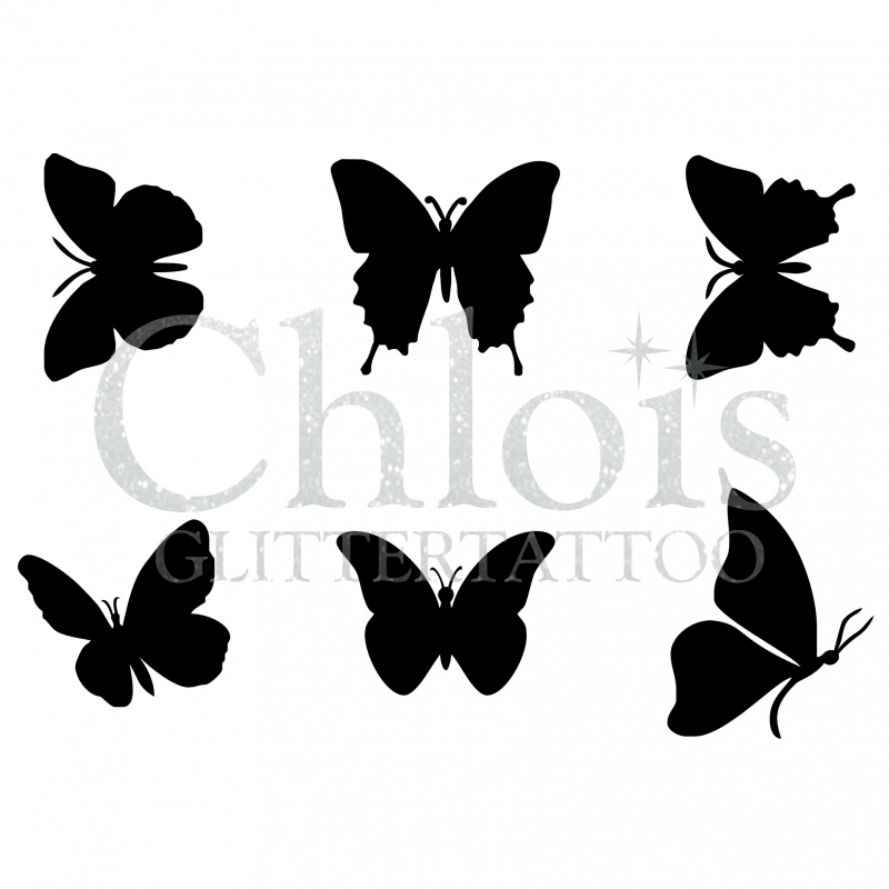 Chloïs Glittertattoo Sjabloon Butterfly (6 mini stencils)