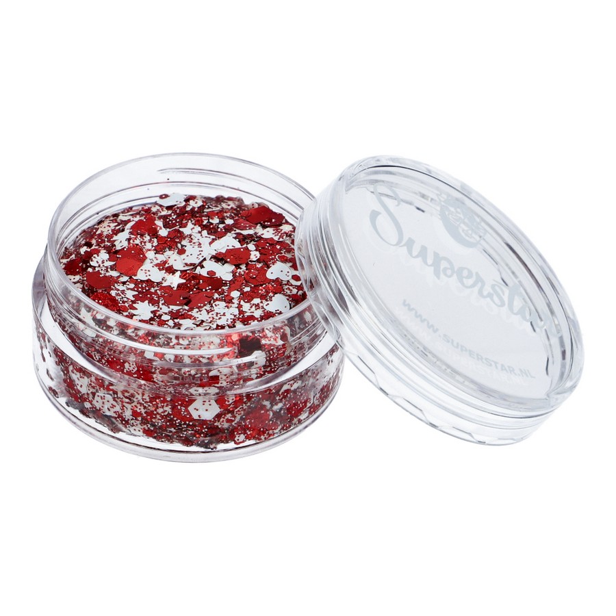 Superstar Chunky Glitter Cream Red White met rode en witte glitters, verkrijgbaar bij SchminkenGrime.nl