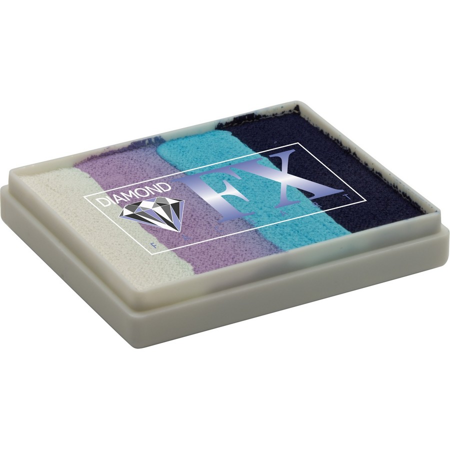 Diamond FX Splitcake Monsoon van 50 gram met levendige kleurenmix voor expressieve schminkcreaties, verkrijgbaar bij SchminkenGrime.nl