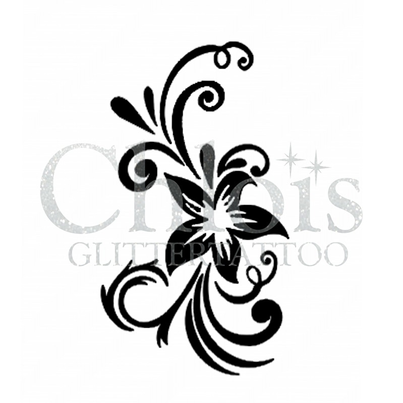 Chloïs Glittertattoo Sjabloon  Swirl Flower (5 stuks)