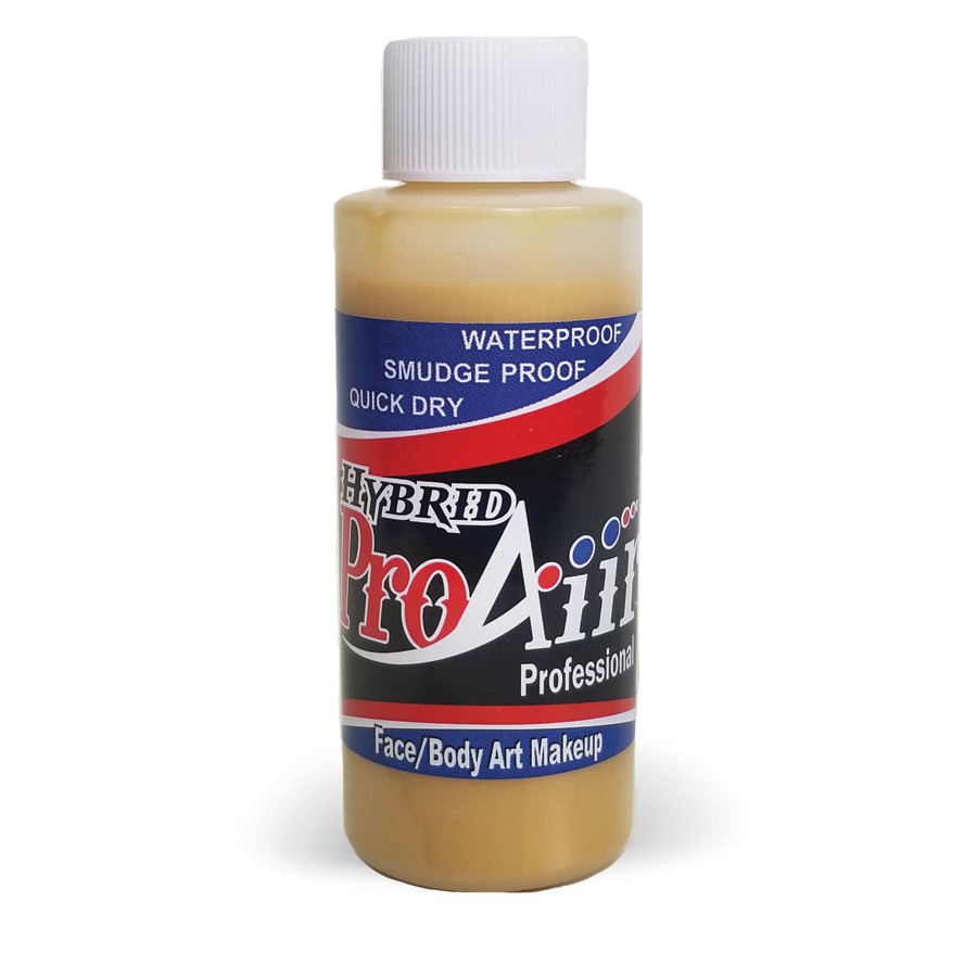 ProAiir Hybrid Metallic Gold 60ml fles met goudkleurige metallic airbrush schmink, dekkend en glanzend, verkrijgbaar bij SchminkenGrime.nl