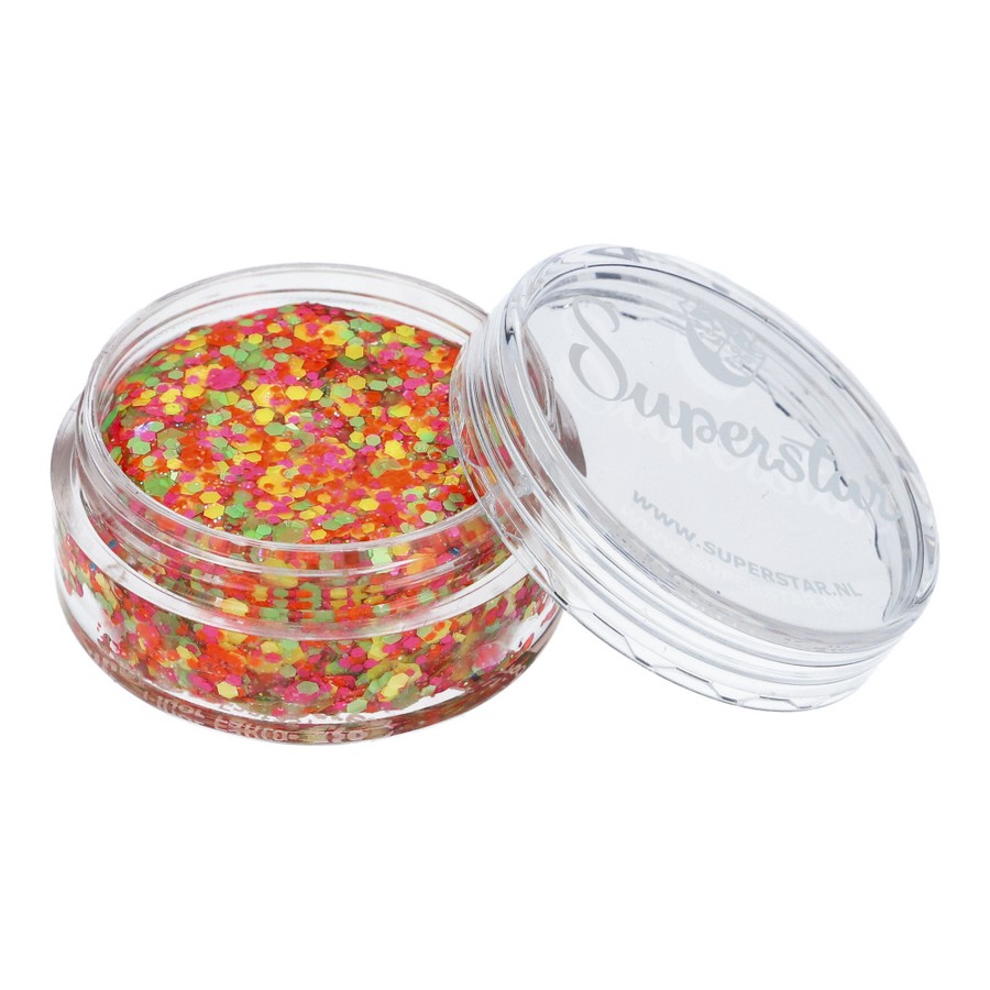 Superstar Chunky Glitter Cream Fluor Fantasy met neon glitters, verkrijgbaar bij SchminkenGrime.nl