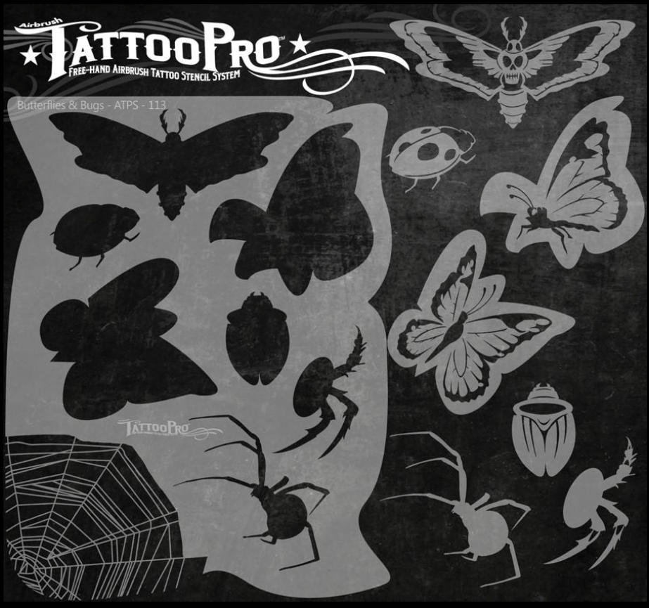 Wiser's Airbrush TattooPro Stencil - Butterflys & Bugs