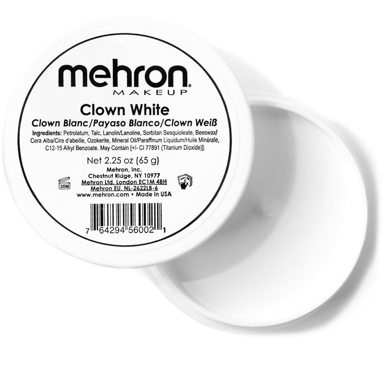 Mehron Clown White (65gr) – witte vetschmink met volle dekking en gladde textuur, verkrijgbaar bij SchminkenGrime.nl