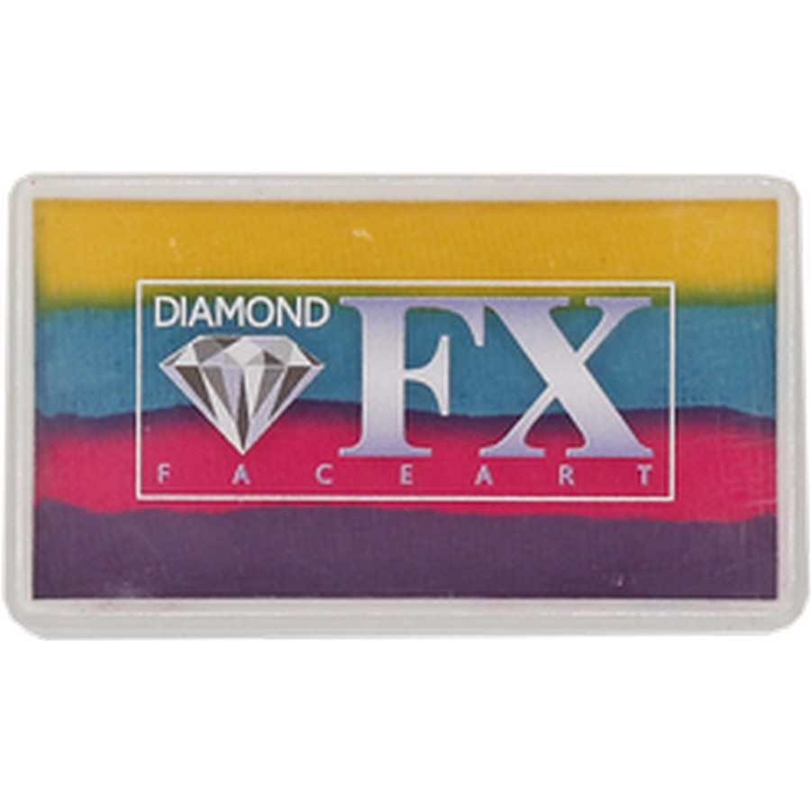 Diamond FX Splitcake Tropic Topic 28gr, tropisch kleurenpalet voor levendige schminkontwerpen, verkrijgbaar bij SchminkenGrime.nl