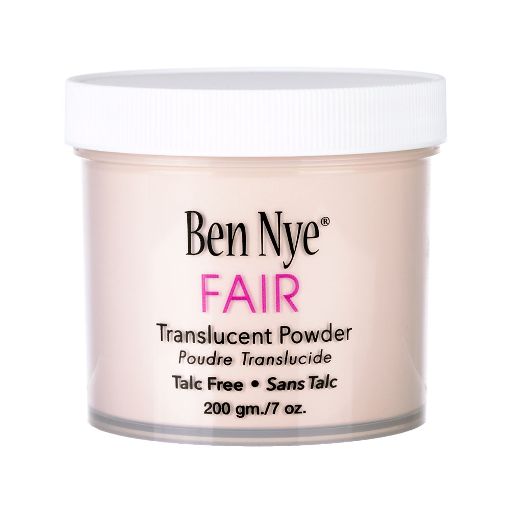 Ben Nye Fair Translucent Powder 200gr, talkvrij fixeerpoeder voor lichte huidtinten, verkrijgbaar bij SchminkenGrime.nl