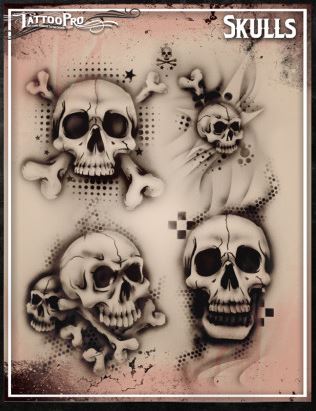 Wiser's Airbrush TattooPro Stencil – Skulls