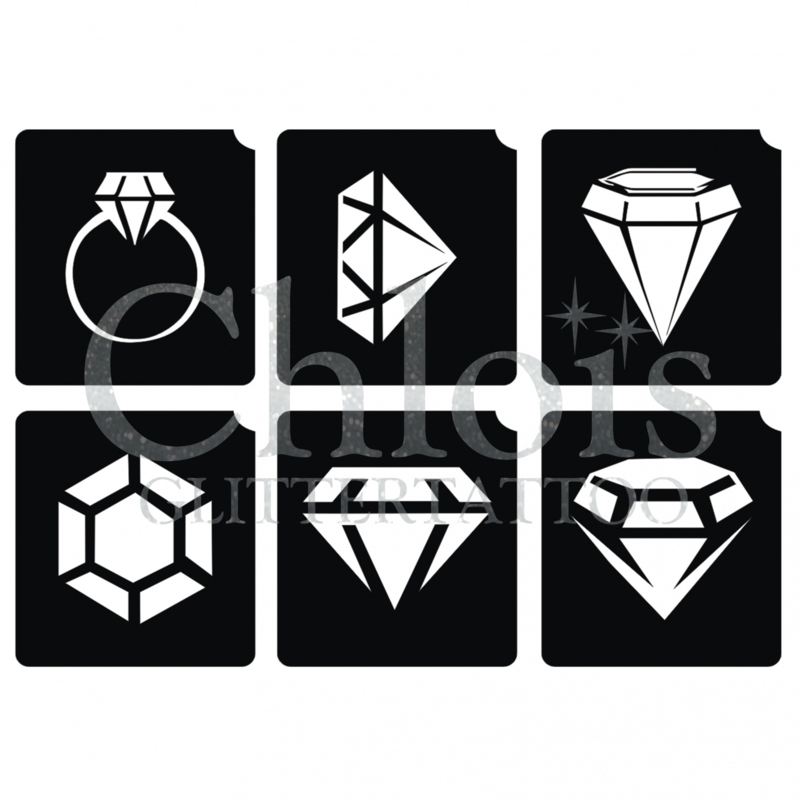 Chloïs Glittertattoo Sjabloon Diamond (6 mini stencils)