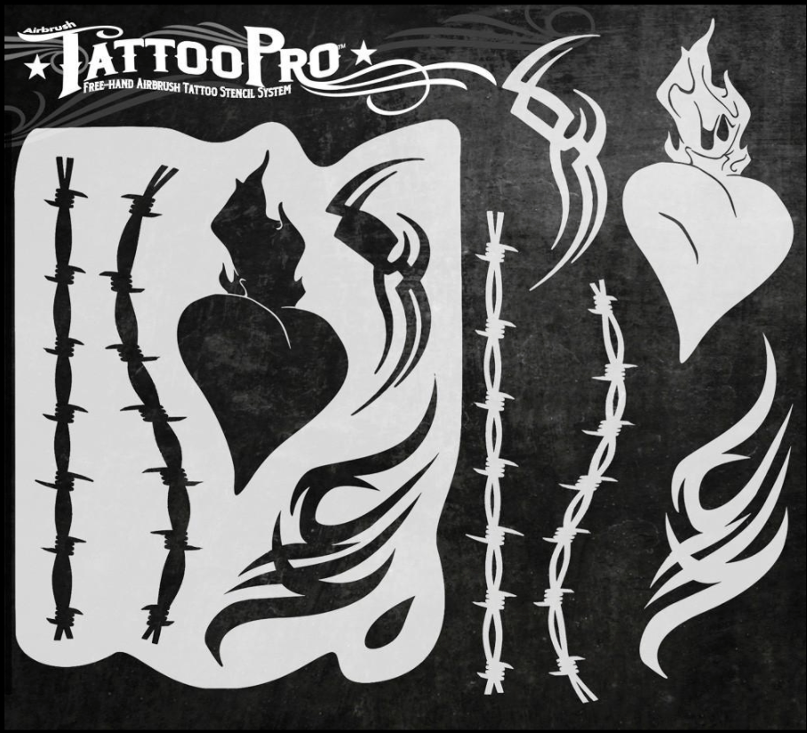 Wiser's Airbrush TattooPro Stencil – Hearts & Tribal