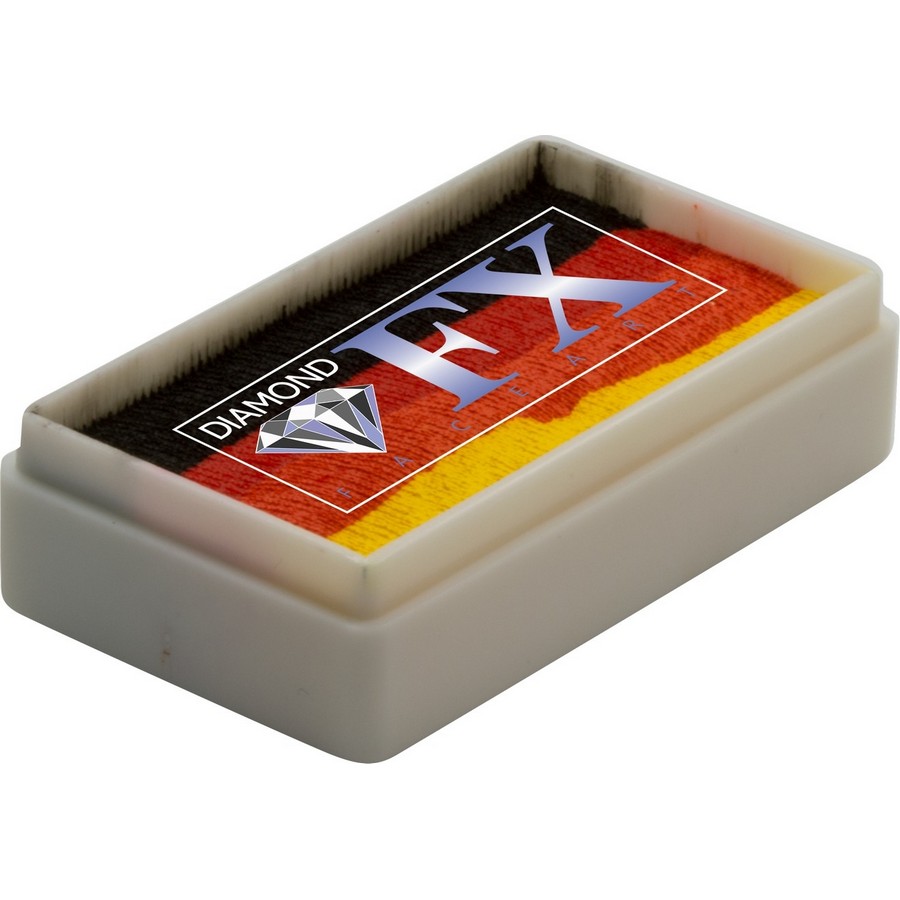 Splitcake schmink Inferno van Diamond FX met vurige kleurencombinatie voor krachtige effecten, verkrijgbaar bij SchminkenGrime.nl