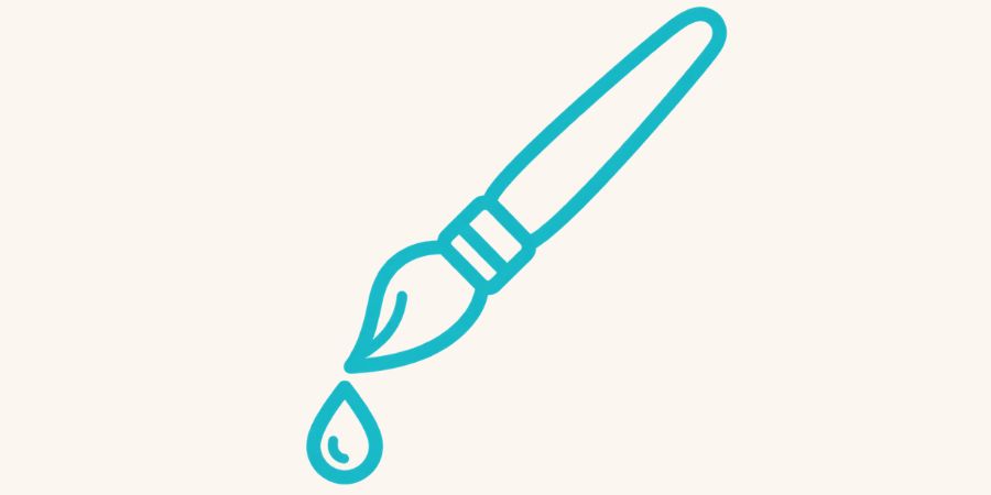Icon eines Schminkpinsels mit Farbtropfen für die kostenlosen Techniklektionen