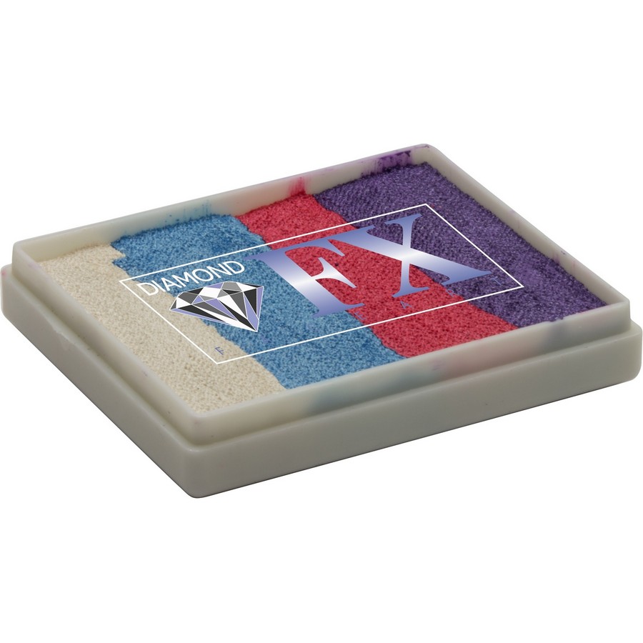 Diamond FX Splitcake Dutch Delight van 50 gram met rood-wit-blauw kleurenpalet voor feestelijke ontwerpen, verkrijgbaar bij SchminkenGrime.nl