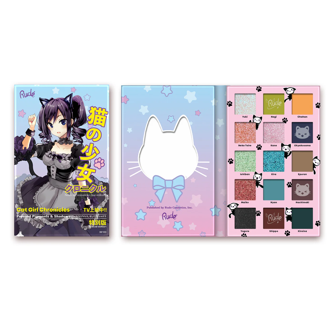 Rude Cosmetics Manga Collection Palette Cat Girl Chronicles (12 kleuren)