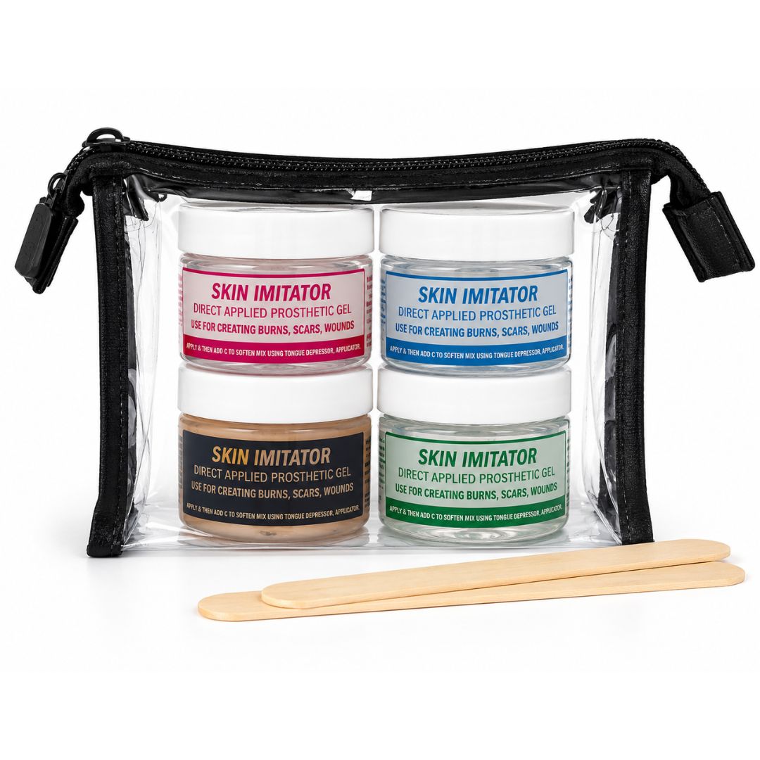 Neill's Materials Skin Imitator Starter Kit, Neill's Materials siliconenset om direct op de huid realistische SFX-effecten en prothesen te creëren verkrijgbaar bij SchminkenGrime.nl