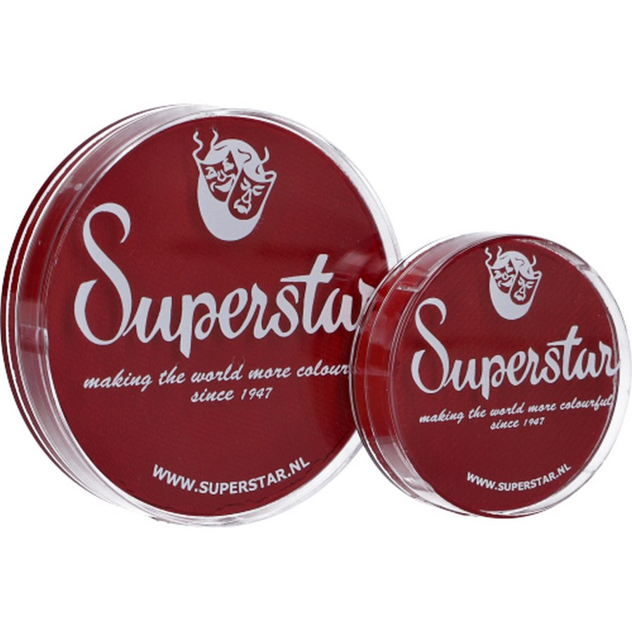 Superstar Schmink Red 135, matte waterschmink op waterbasis voor het schminken van gezicht en lichaam verkrijgbaar bij SchminkenGrime.nl