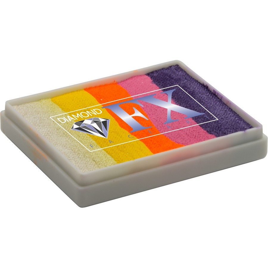 Diamond FX Splitcake Island Fever van 50 gram met tropische kleuren voor exotische schminkstijlen, verkrijgbaar bij SchminkenGrime.nl