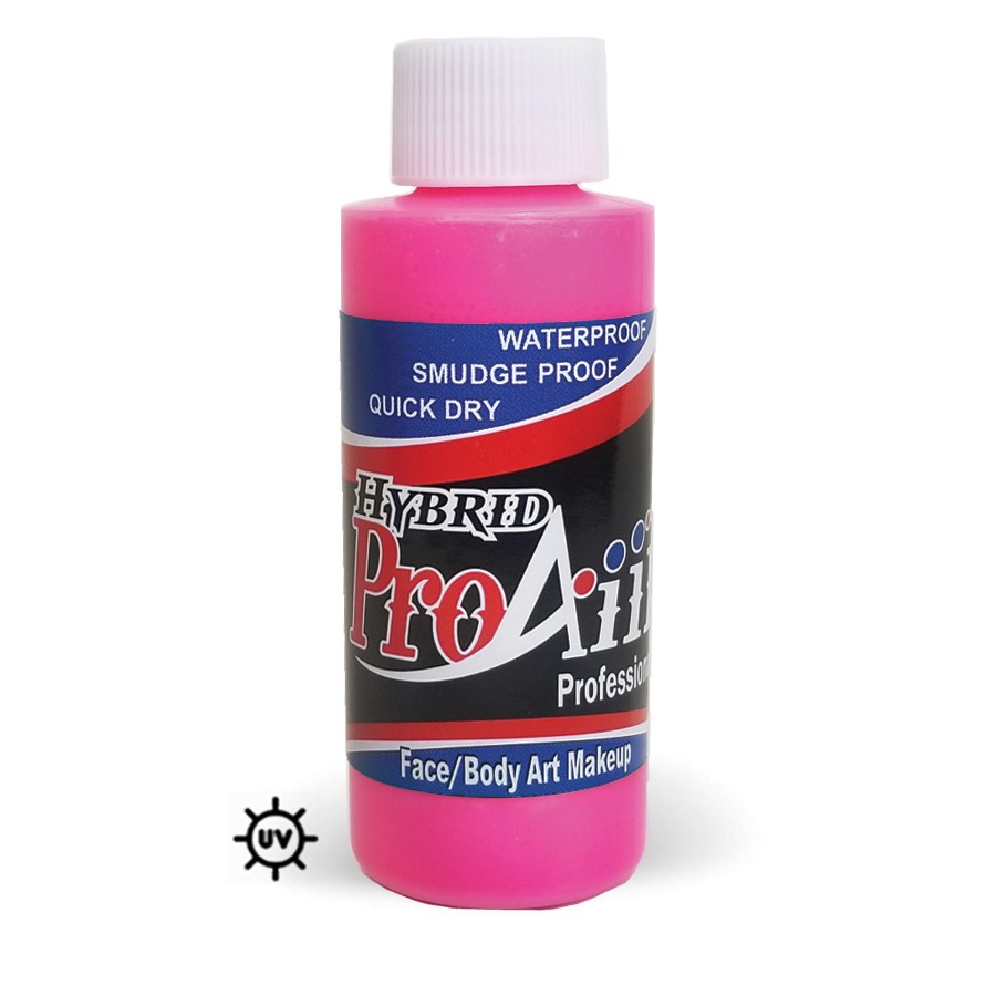 ProAiir Hybrid Plutonium Pink 60ml fles met roze airbrush schmink op alcoholbasis, watervast en intens dekkend, verkrijgbaar bij SchminkenGrime.nl