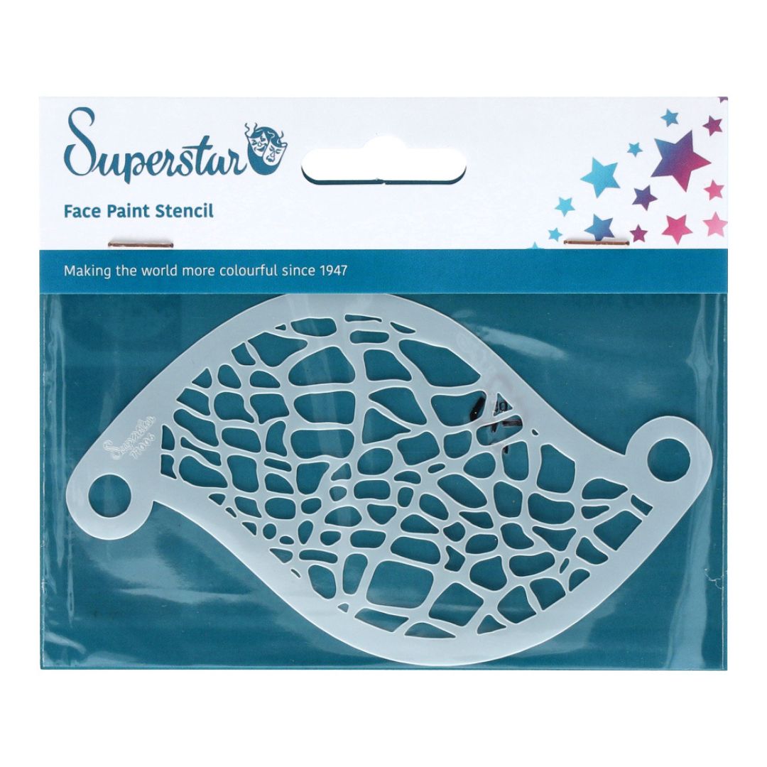 Superstar Face Paint Stencil Reptile 77006, structuurpatroon voor reptielenhuid, verkrijgbaar bij SchminkenGrime.nl Sjabloon met reptielenstructuur voor facepaint en bodypaint, perfect voor dieren- of monsterlooks, verkrijgbaar bij SchminkenGrime.nl