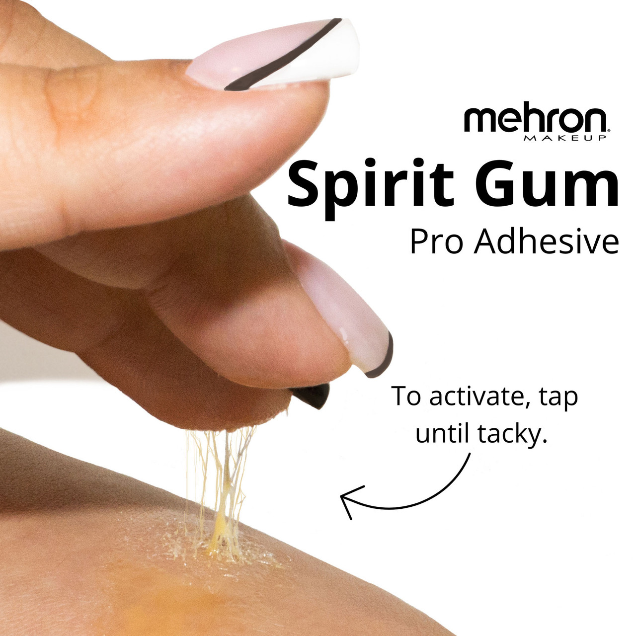 Informatieve afbeelding van Mehron Spirit Gum (30ml), huidlijm voor het bevestigen van nepwonden, baarden, snorren en prosthetics, geschikt voor theater en SFX, verkrijgbaar bij SchminkenGrime.nl