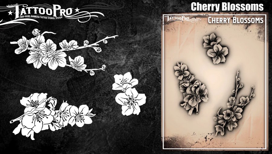 Wiser's Airbrush TattooPro Stencil – Cherry Blossoms Wiser's Airbrush TattooPro Stencil – Cherry Blossoms