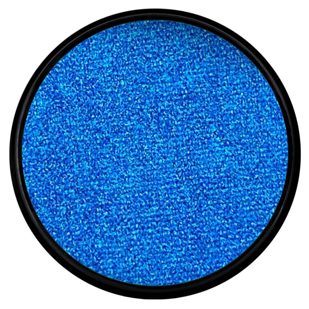 Mehron Paradise Make-up in de kleur Brillant Azur, een heldere metallic blauw schmink van 40 gram op waterbasis, verkrijgbaar bij SchminkenGrime.nl