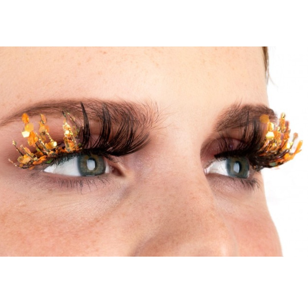 PXP Oranje Fluoriserende glitter wimpers Barranquilla stijl PXP Oranje Fluoriserende glitter wimpers Barranquilla stijl