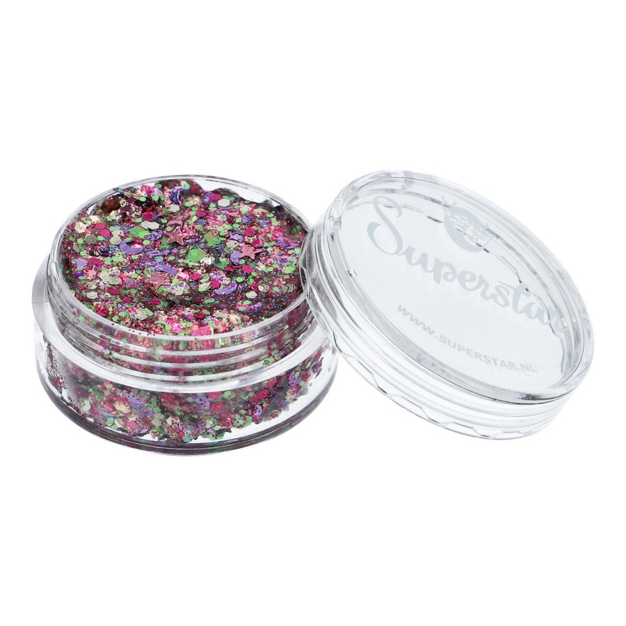 Superstar Chunky Glitter Cream Pixie Fairy met pastel en iriserende glitters, verkrijgbaar bij SchminkenGrime.nl
