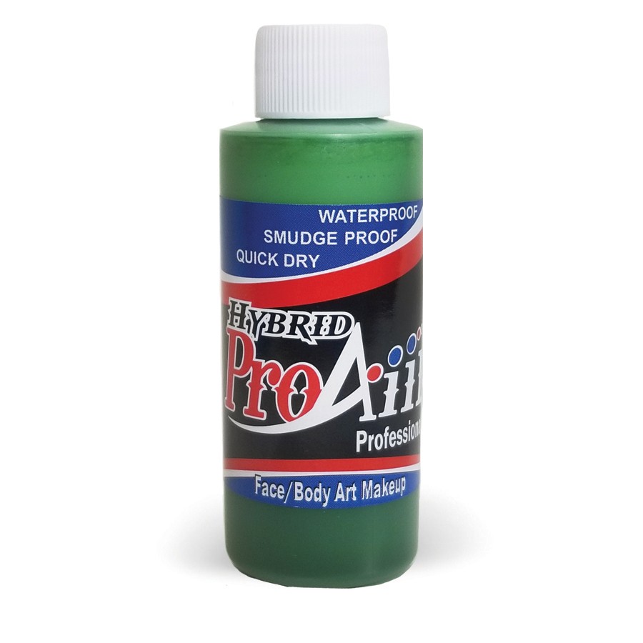 ProAiir Hybrid Green Screen 60ml fles met greenscreen kleur, ideaal voor visuele effecten in video, watervaste airbrush schmink, verkrijgbaar bij SchminkenGrime.nl